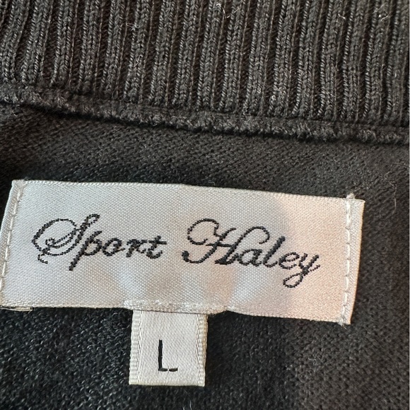 Sport Haley Cable Knit V-Neck Sweater Size Large Black - Picture 5 of 7
